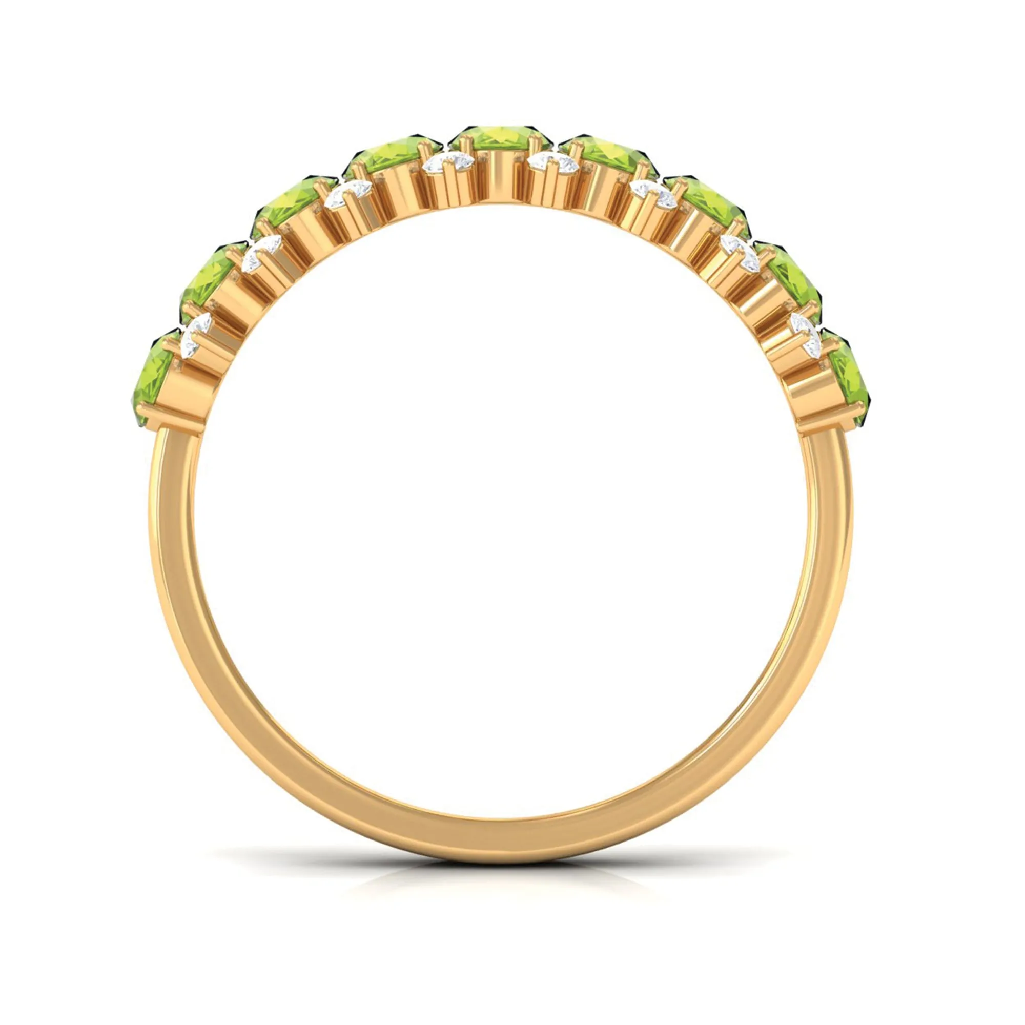 2.25 CT Oval Cut Peridot Half Eternity Ring with Diamond Stones