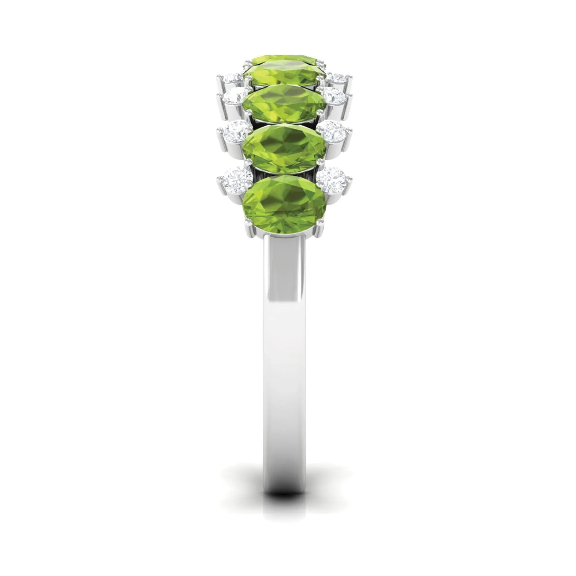 2.25 CT Oval Cut Peridot Half Eternity Ring with Diamond Stones