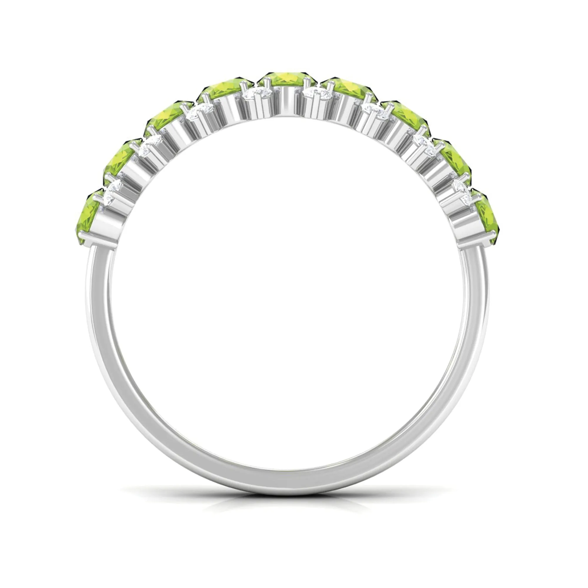 2.25 CT Oval Cut Peridot Half Eternity Ring with Diamond Stones