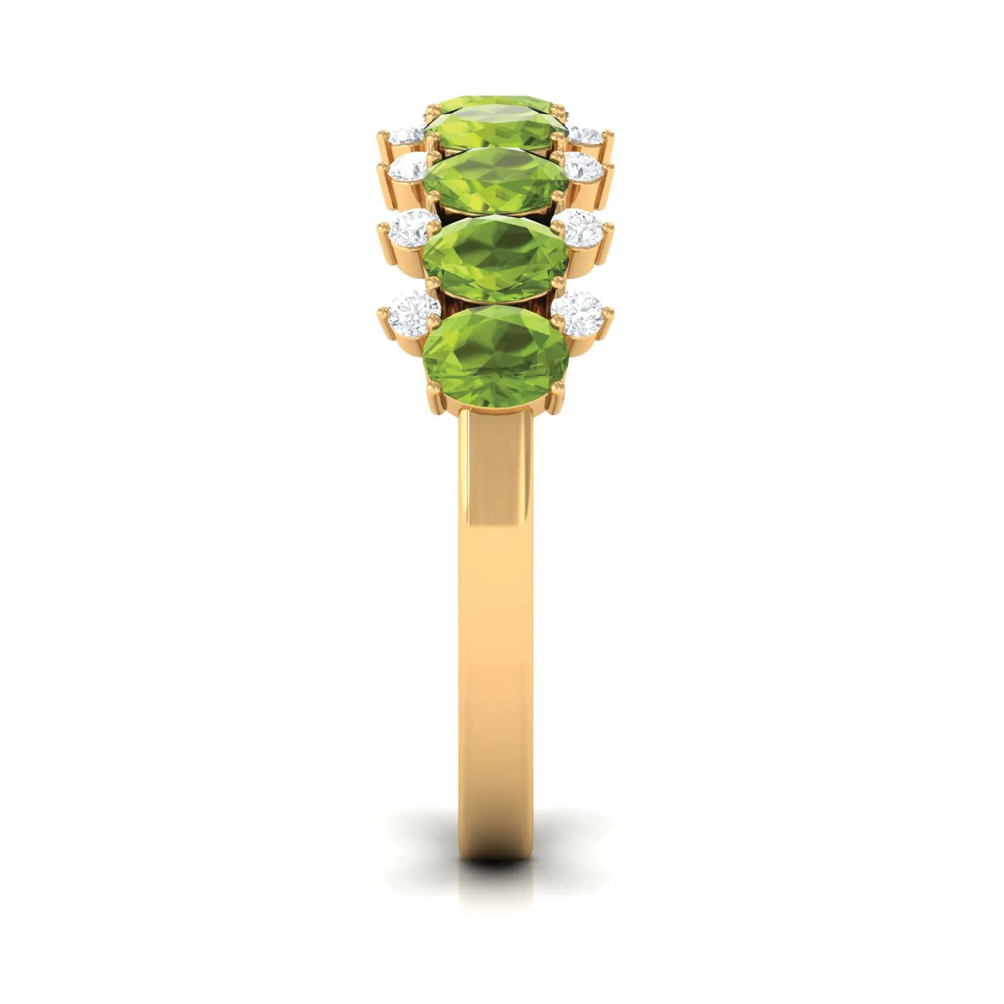 2.25 CT Oval Cut Peridot Half Eternity Ring with Diamond Stones