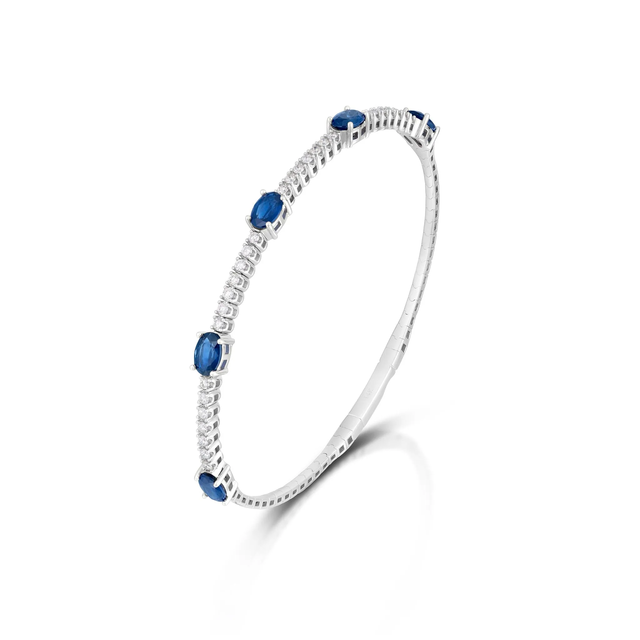2.86 Carat Sapphire and Diamond Bangle Bracelet