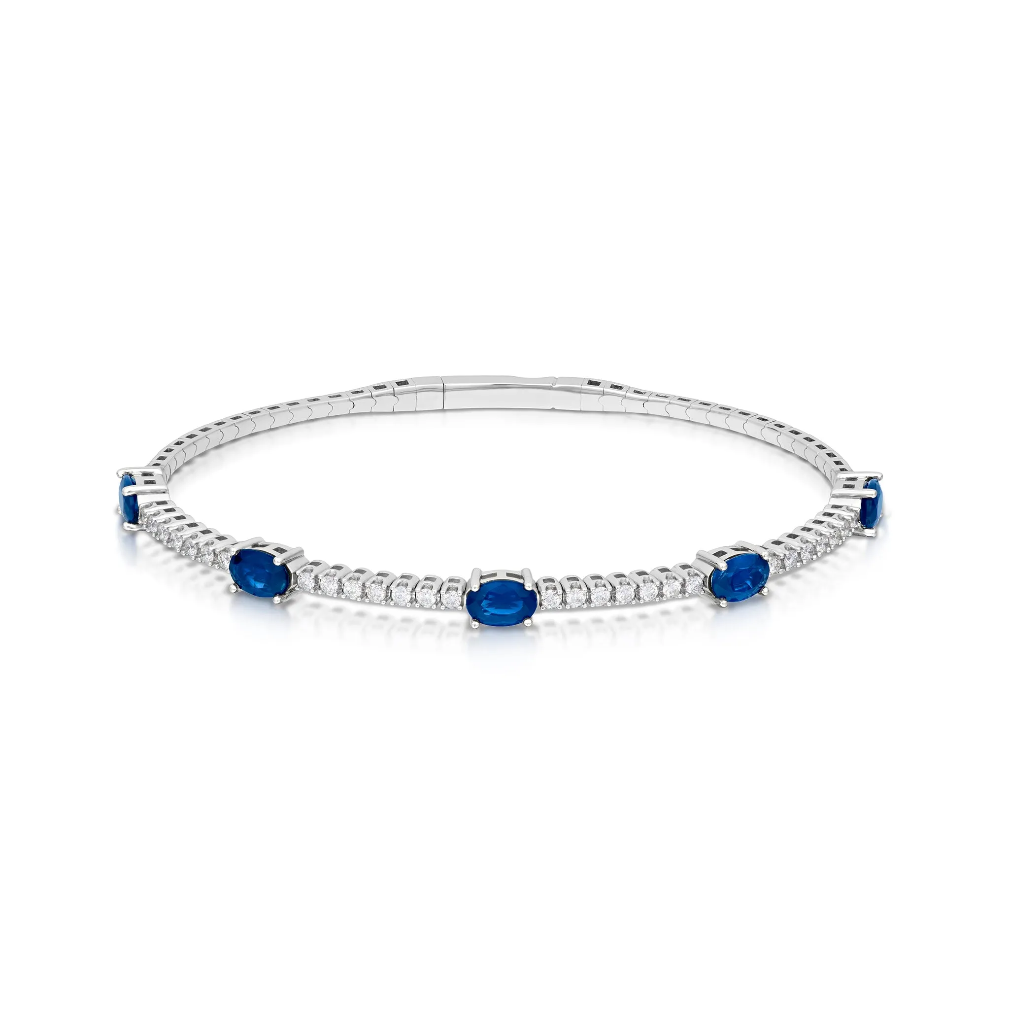 2.86 Carat Sapphire and Diamond Bangle Bracelet