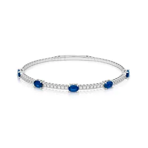 2.86 Carat Sapphire and Diamond Bangle Bracelet