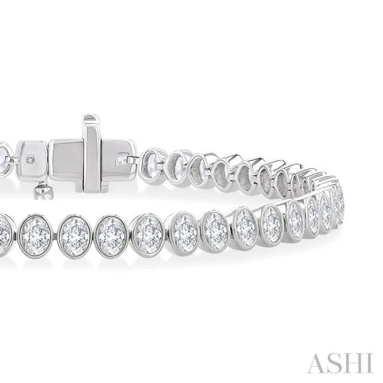 4 1/2 Ctw North-South Bezel Set Oval Cut Diamond Tennis Bracelet in 14K White Gold
