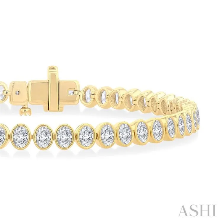 4 1/2 Ctw North-South Bezel Set Oval Cut Diamond Tennis Bracelet in 14K Yellow Gold
