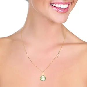 8.5 Carat 14K Solid Yellow Gold Y-e-s Green Amethyst Necklace
