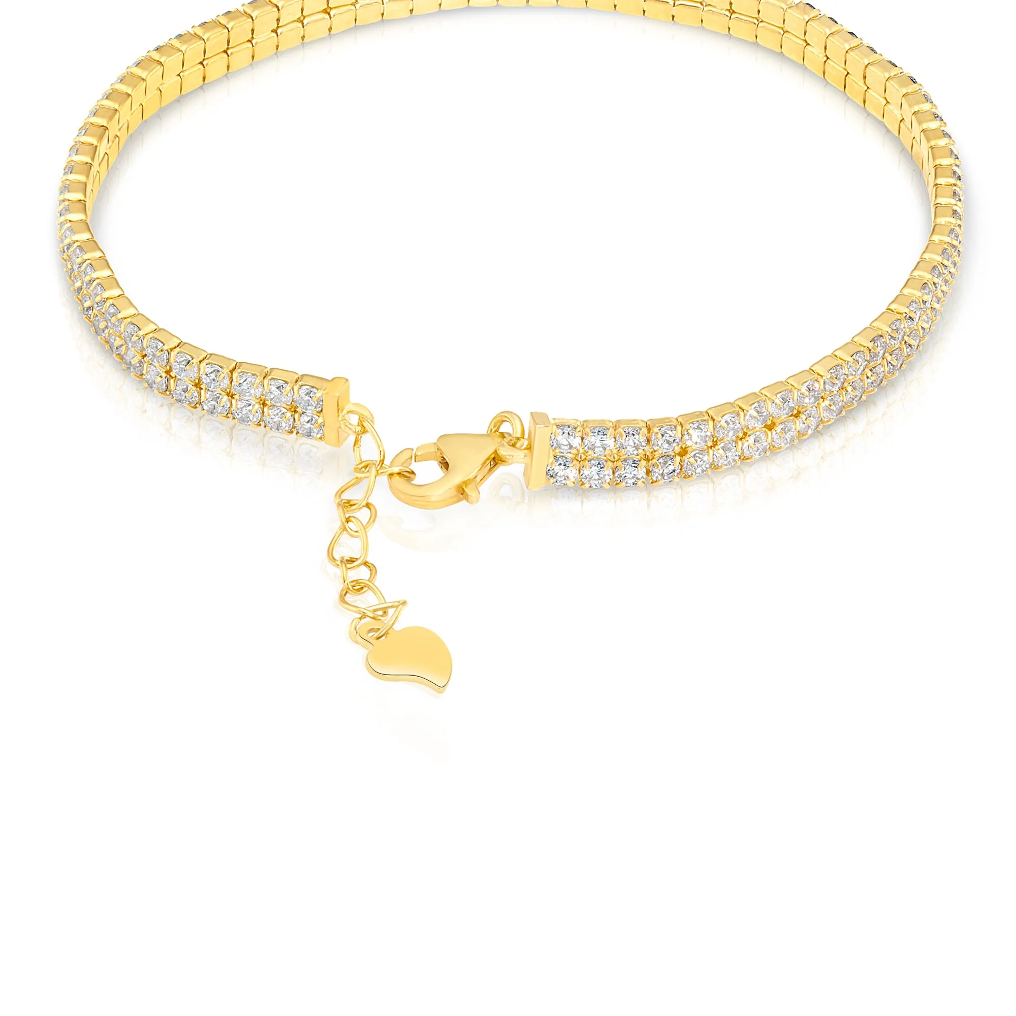 925 Solid Sterling Silver Yellow Tone Classic Tennis Bracelet