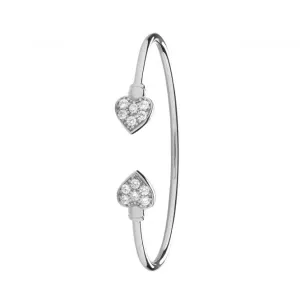 Acotis Silver Bangle Maidens Double Hearts Zirconia Torc G4033M