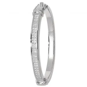 Acotis Silver Bangle Oval Zirconia Hinged G4045CZ