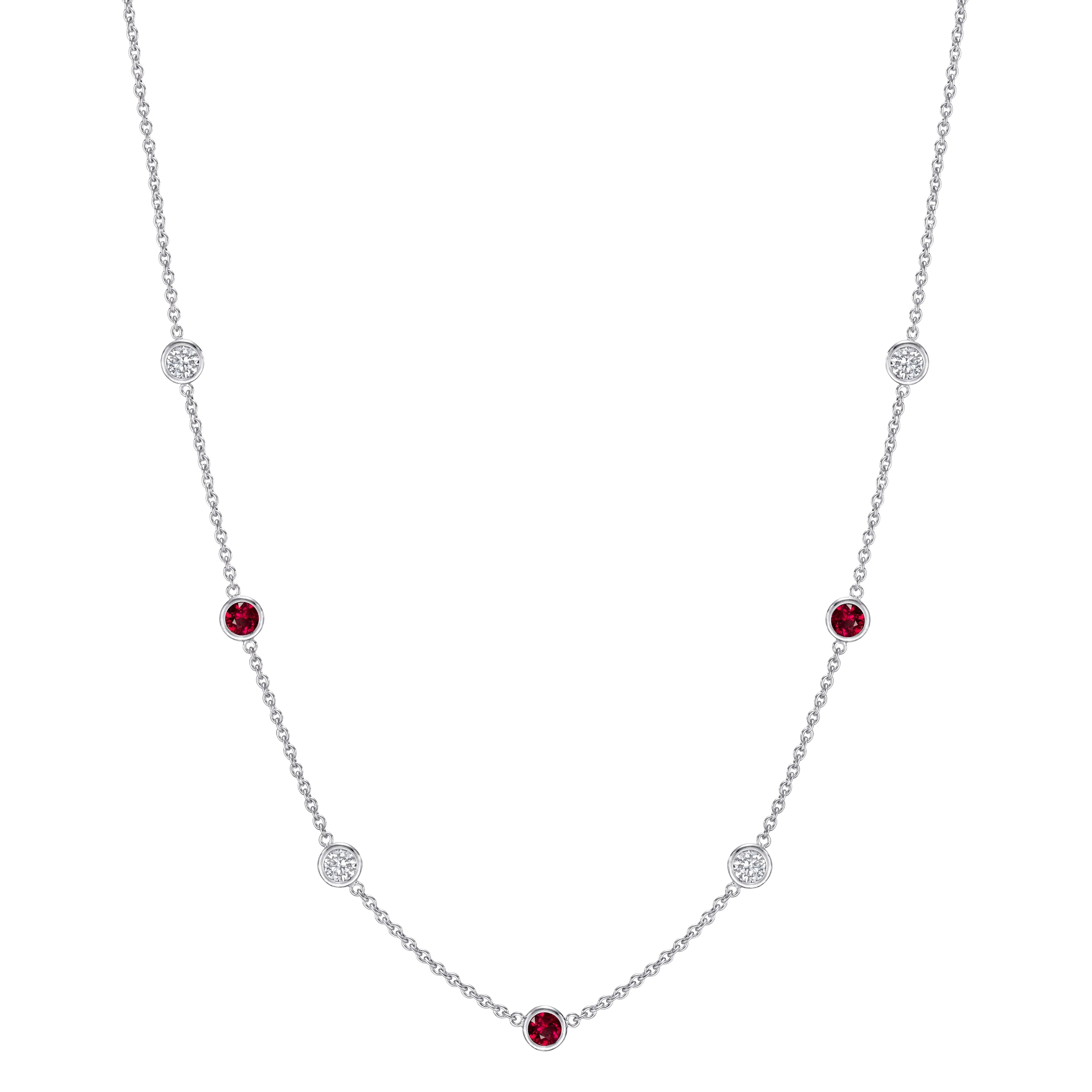 Addessi Diamond & Ruby Station Necklace