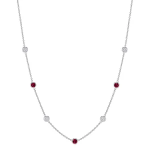Addessi Diamond & Ruby Station Necklace