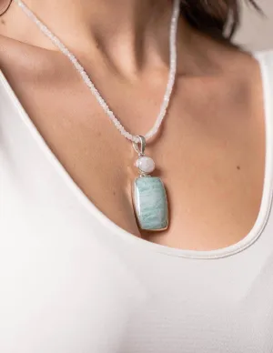 Amazonite and Moonstone Pendant Necklace - One of a Kind