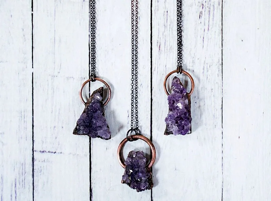 Amethyst crystal necklace | Amethyst statement necklace