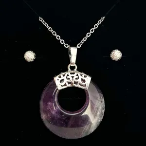 AMETHYST ETERNITY PENDANT ONLY - FREE CHAIN & EARRINGS