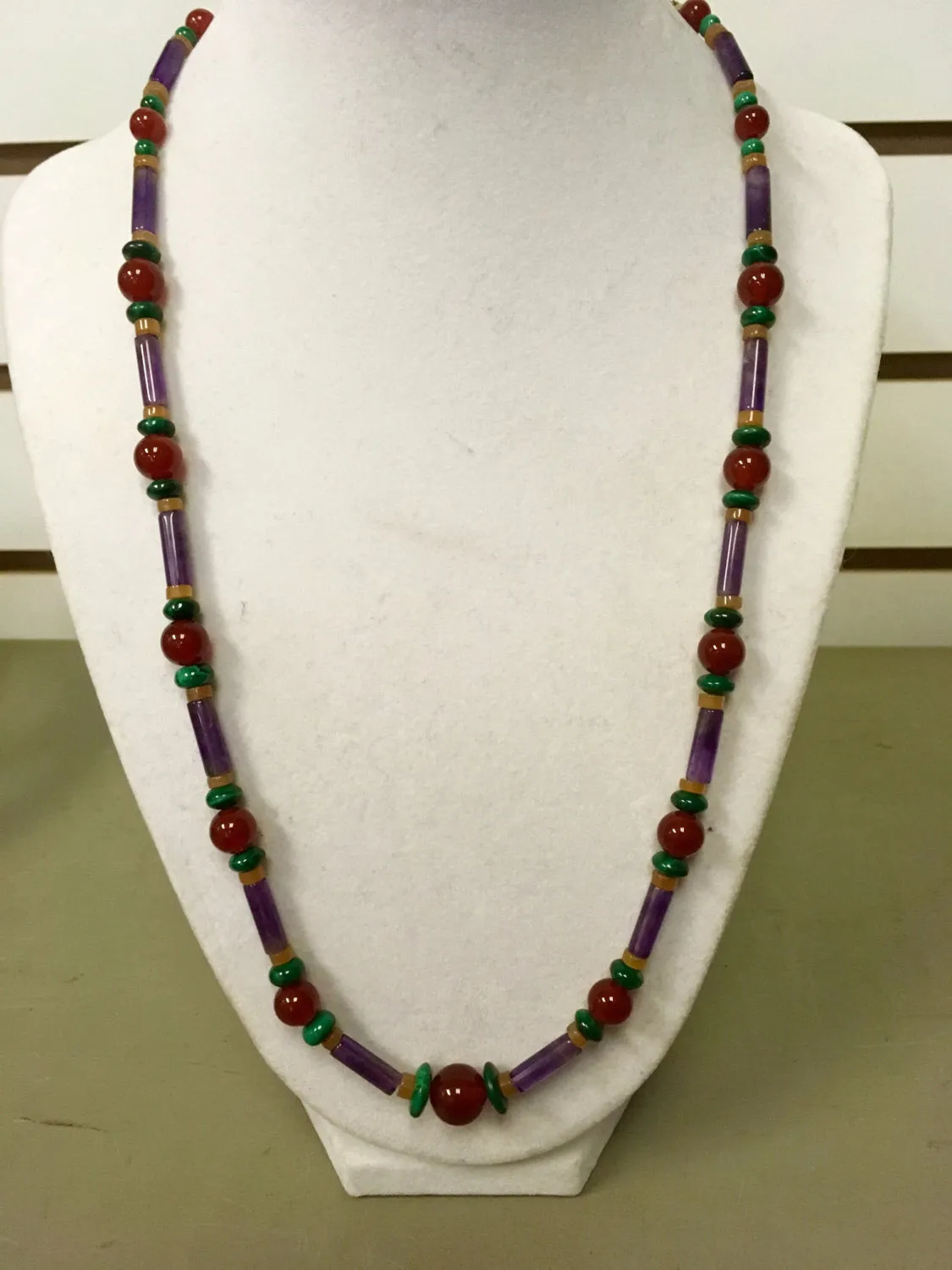 Amethyst - Malachite - Carnelian - Aventurine Necklace