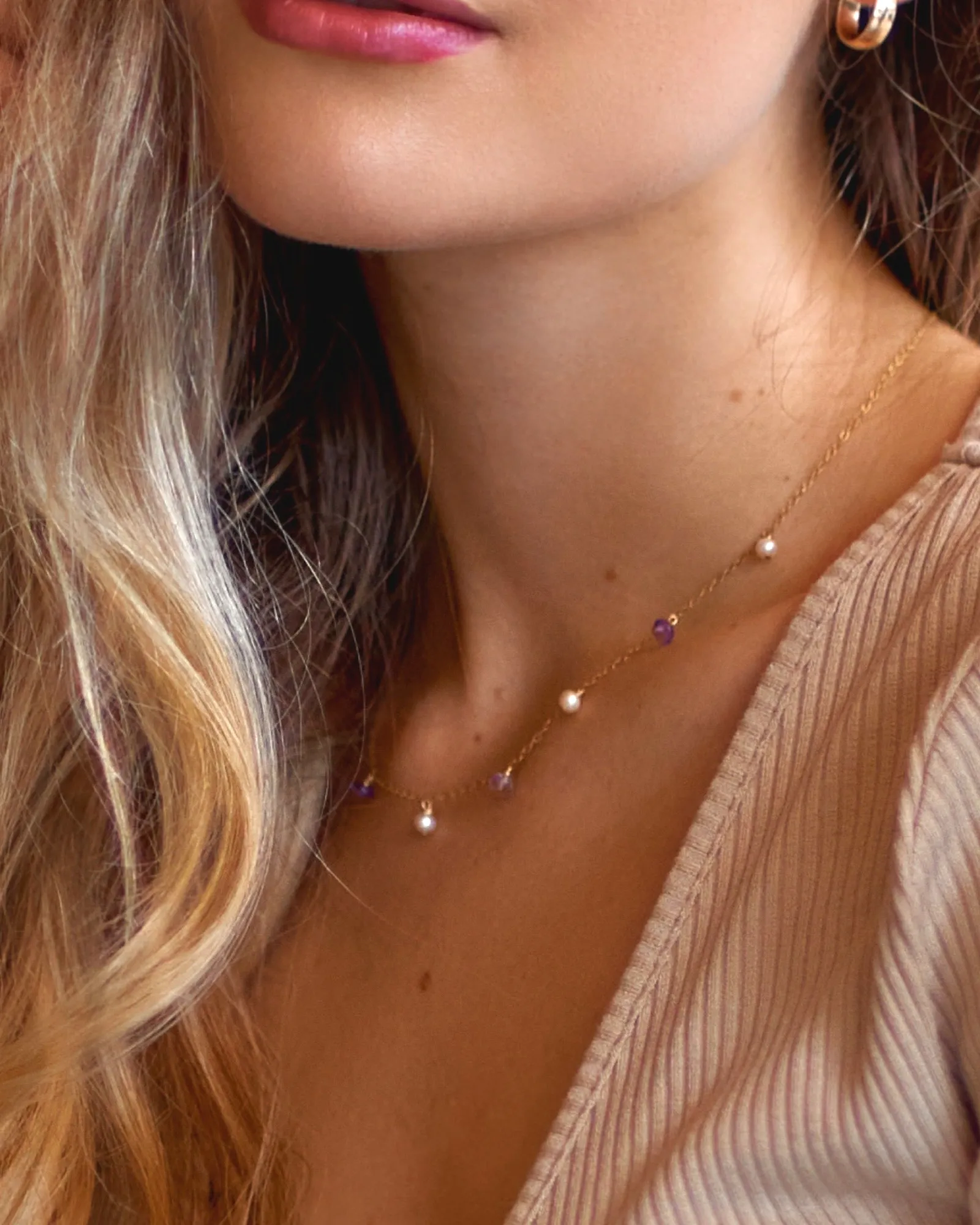 Amethyst Pearl Choker