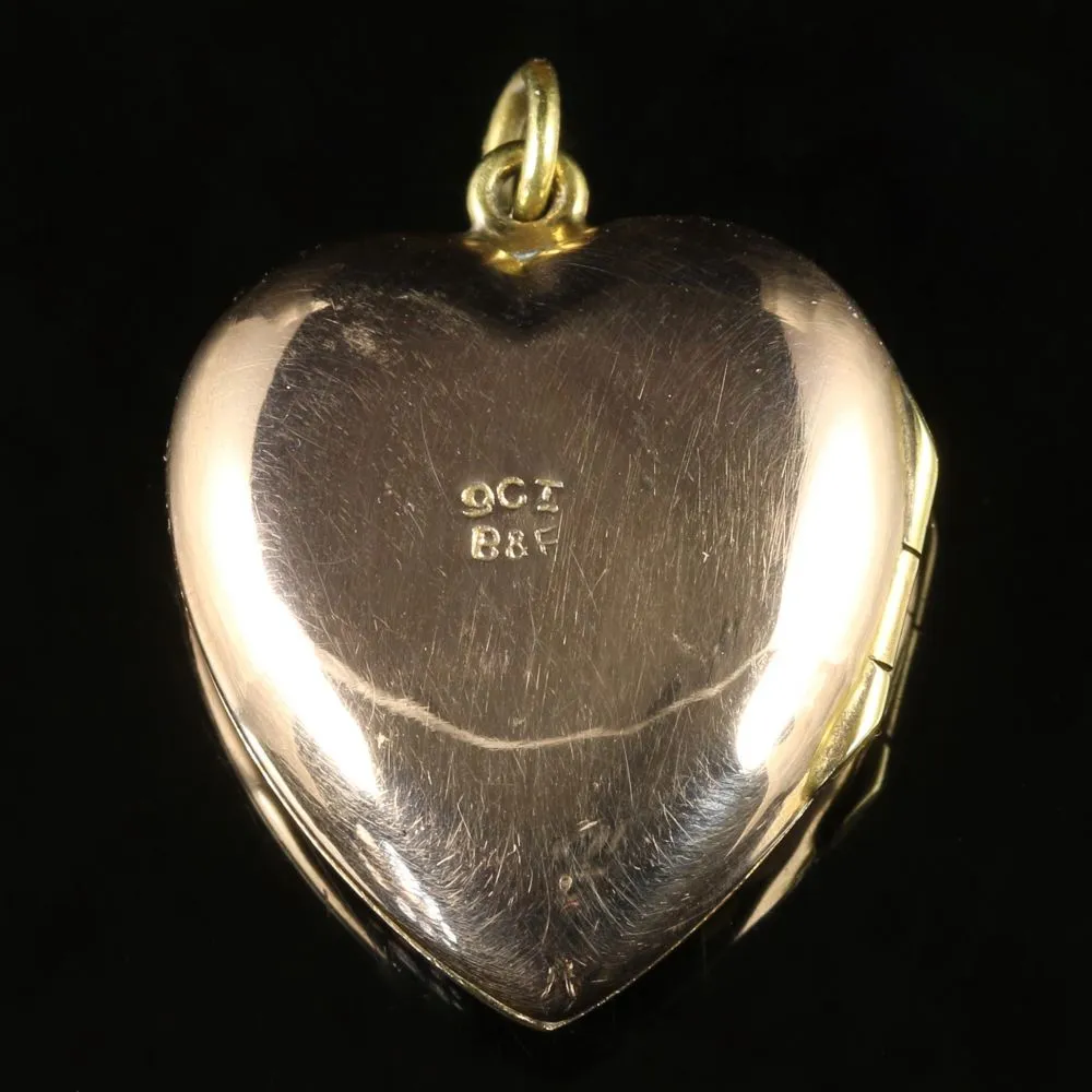 Antique Victorian 9Ct Gold Heart Locket Circa 1890