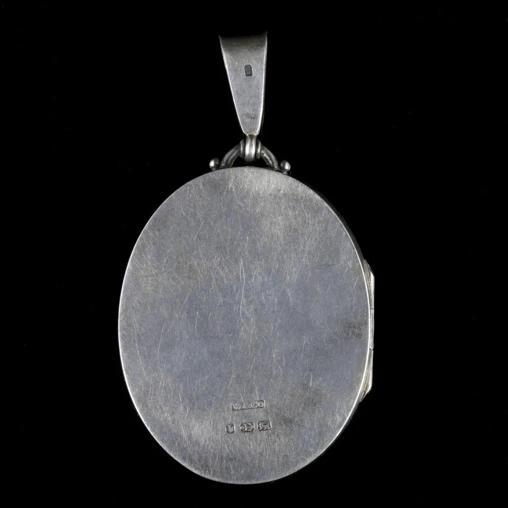 Antique Victorian Motifs Silver Locket Dated Birmingham 1882