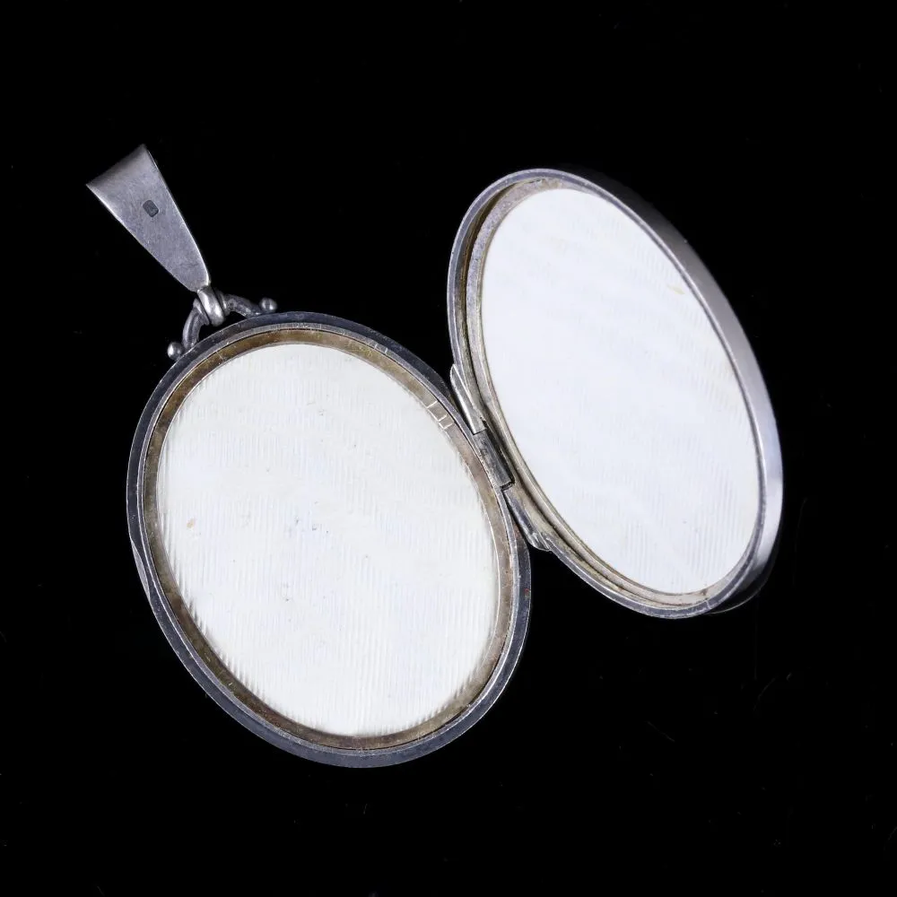 Antique Victorian Motifs Silver Locket Dated Birmingham 1882