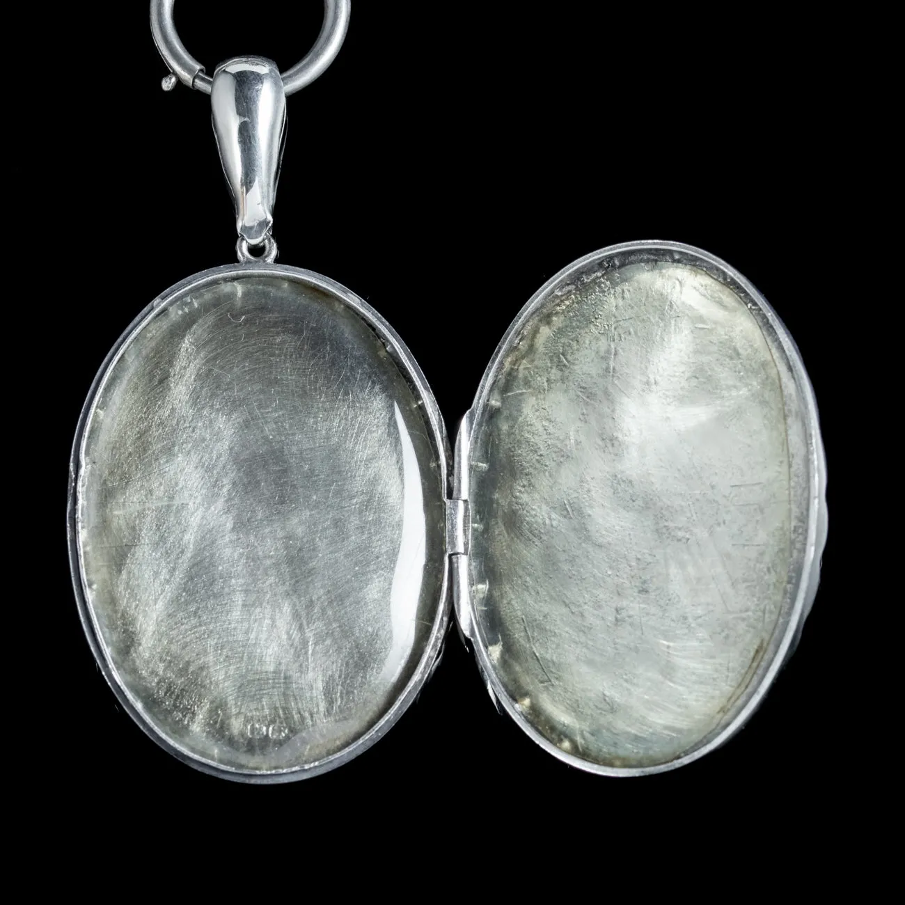 Antique Victorian Silver Floral Locket And Collar Necklace Dated 1884