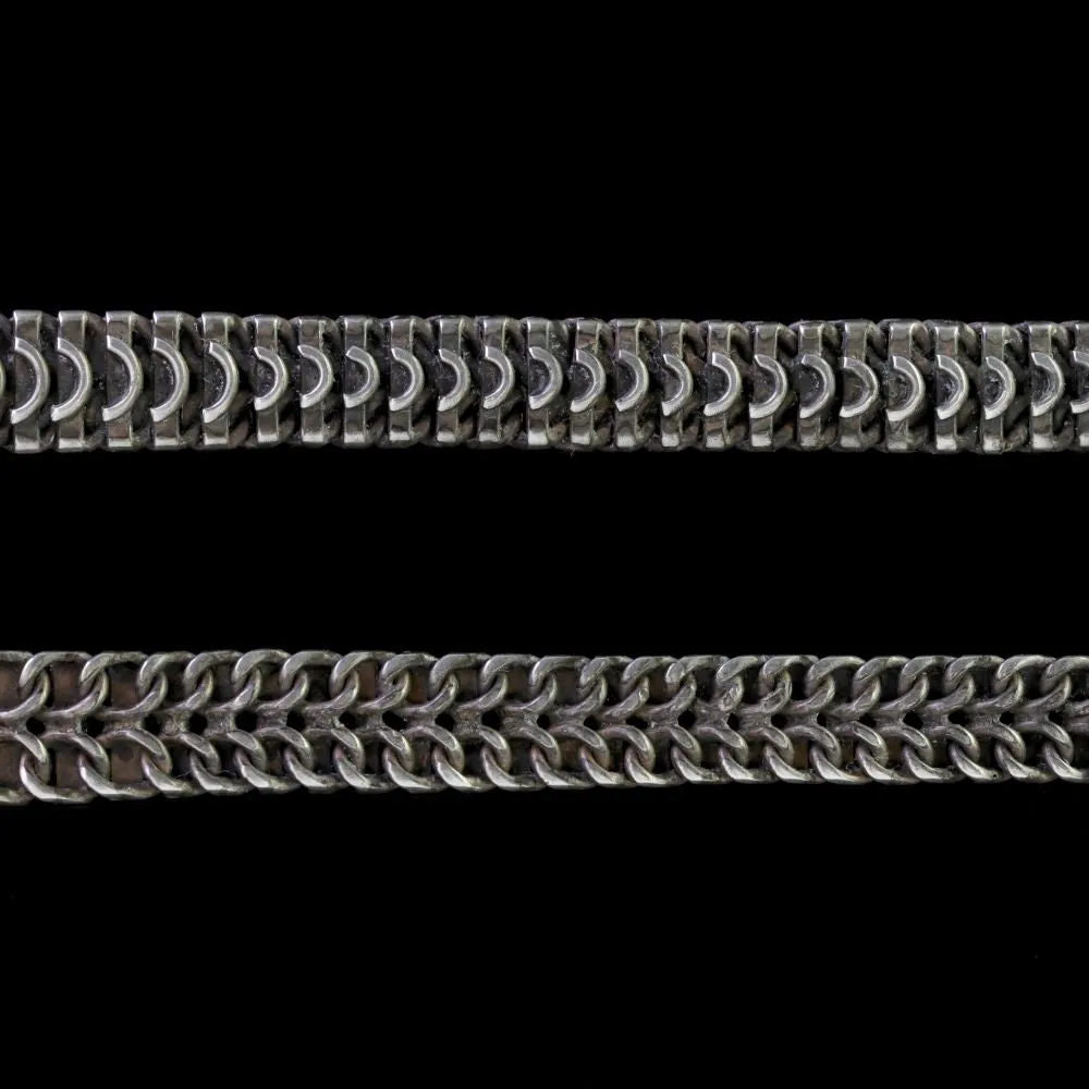 Antique Victorian Sterling Silver Locket Collar Circa 1900
