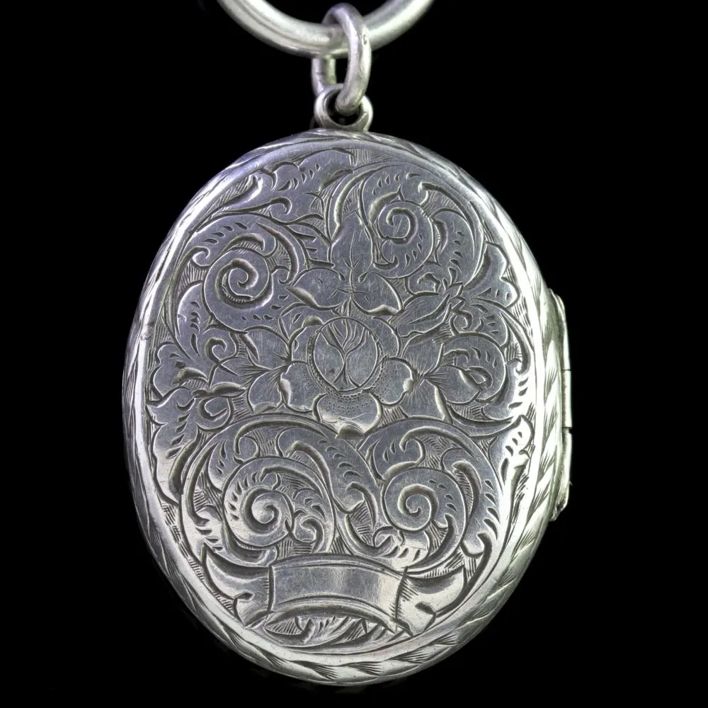 Antique Victorian Sterling Silver Locket Collar Circa 1900