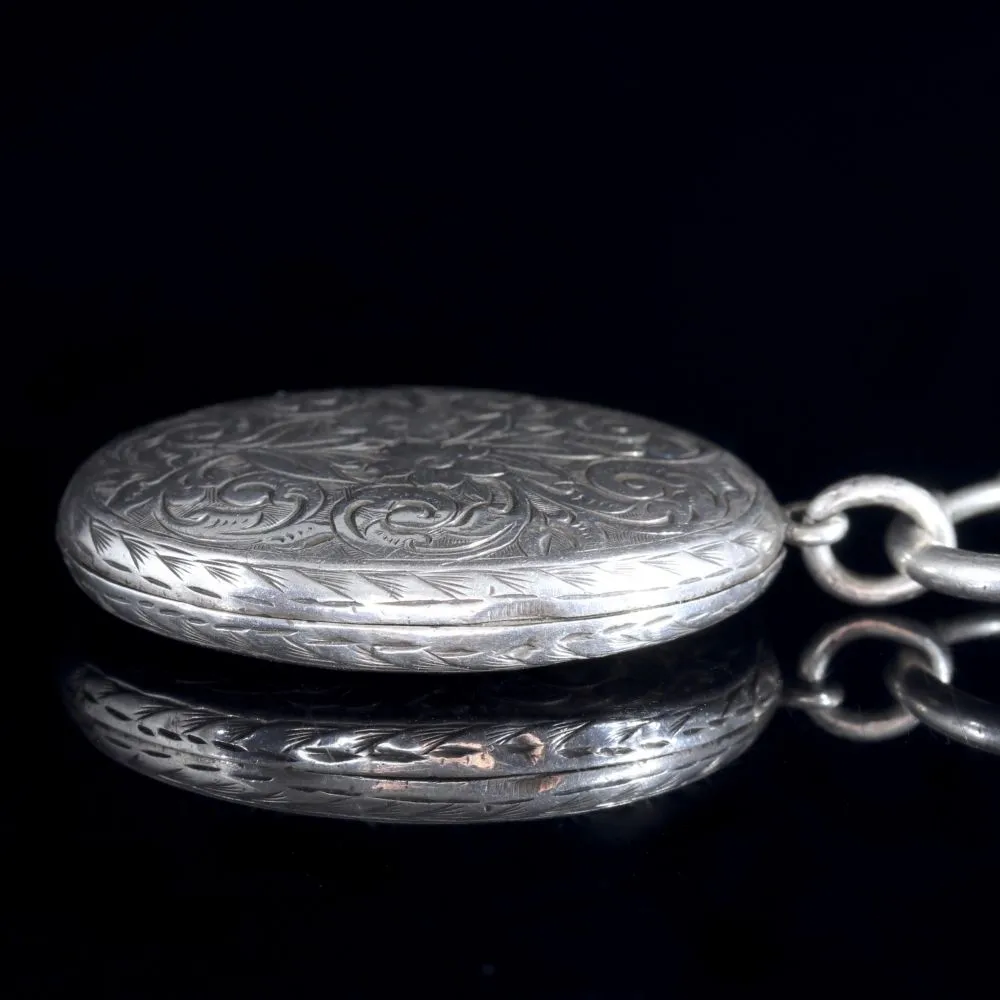 Antique Victorian Sterling Silver Locket Collar Circa 1900
