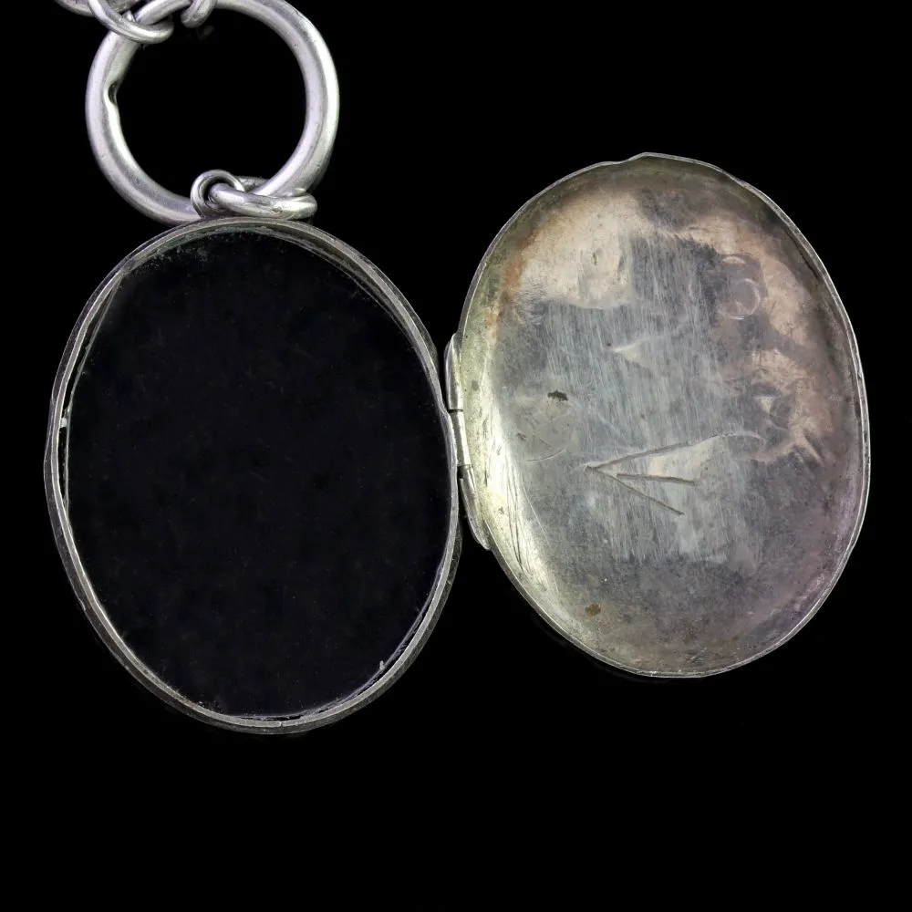 Antique Victorian Sterling Silver Locket Collar Circa 1900