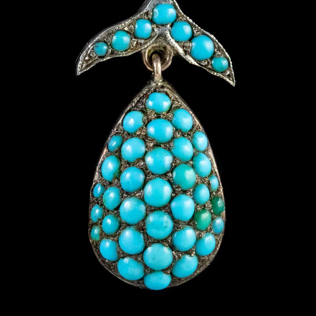 Antique Victorian Turquoise Fruit Drop Earrings 18Ct Gold Circa 1870