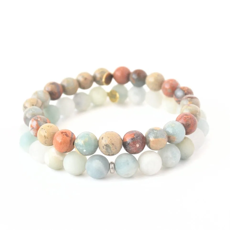 Aquamarine Bracelet   Jasper Stone Bracelet | Supreme Nurturer Duo