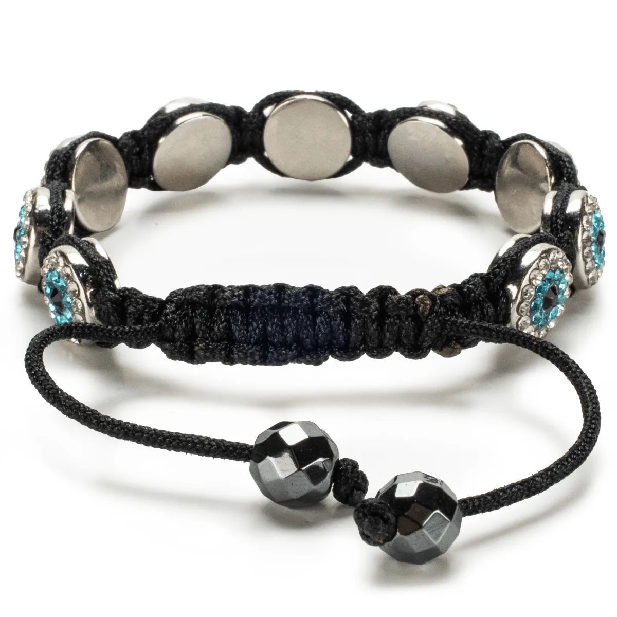 Aquamarine Crystal Evil Eye Shamballa Bracelet