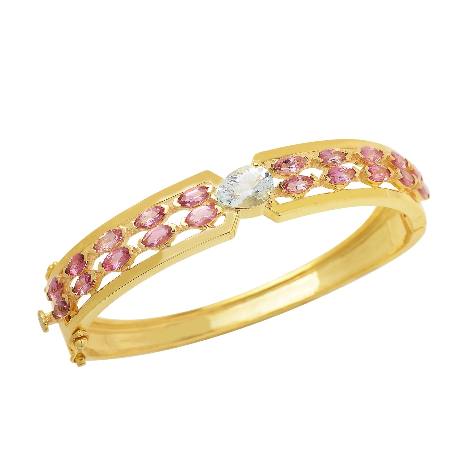 Aquamarine Double Layer Tourmaline Bangles Bracelet