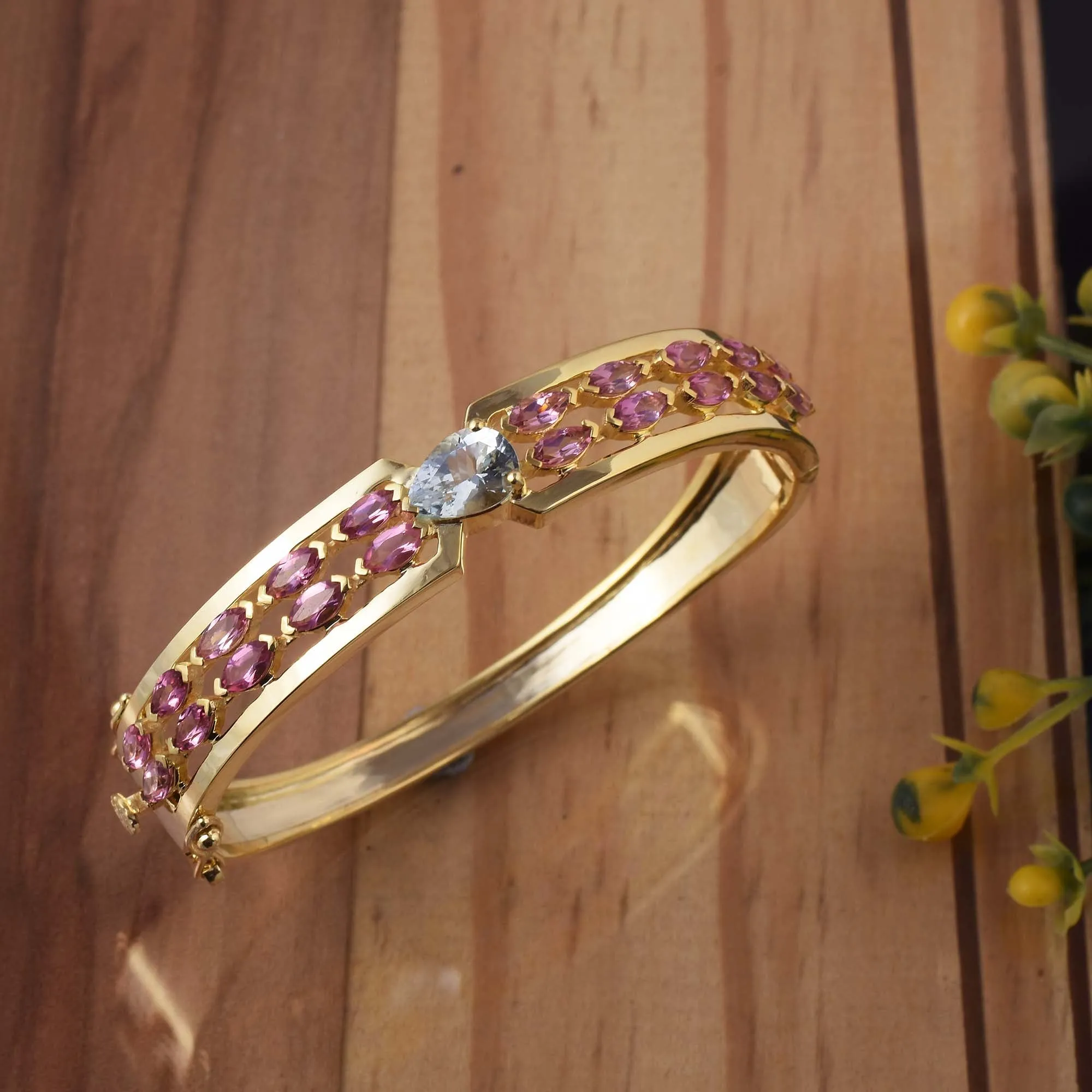 Aquamarine Double Layer Tourmaline Bangles Bracelet