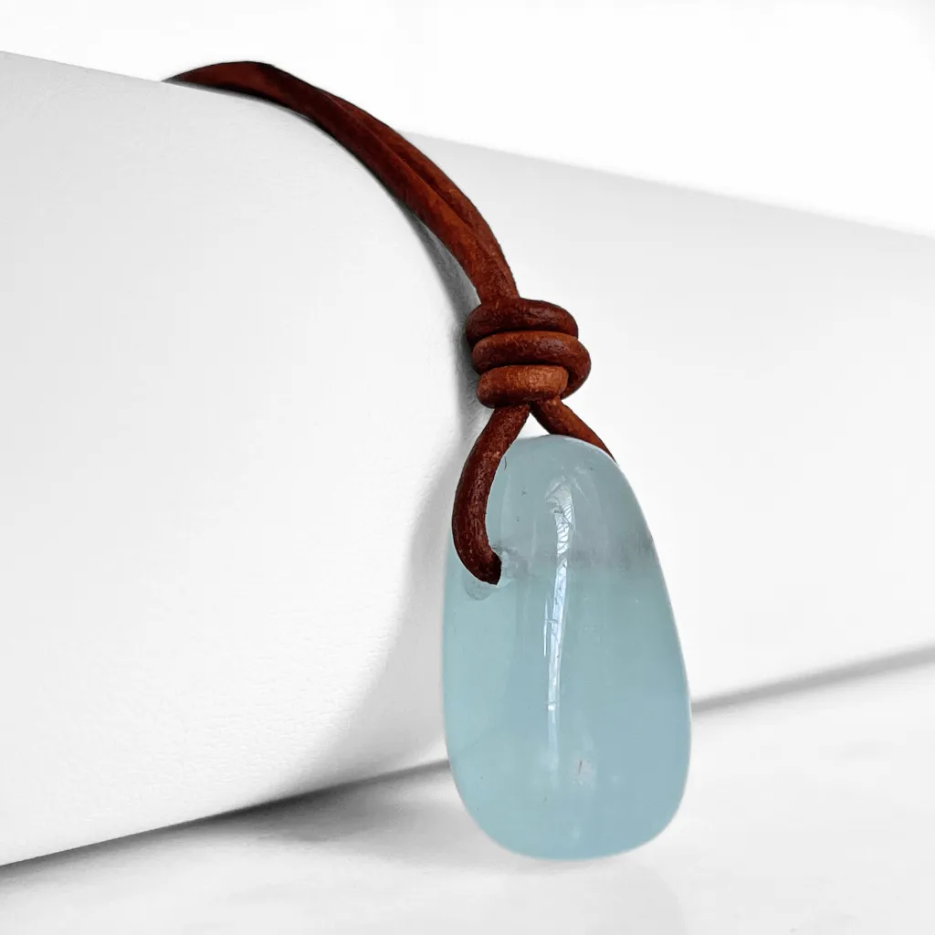 Aquamarine Drop Gemstone Pendant - Crystal Clarity
