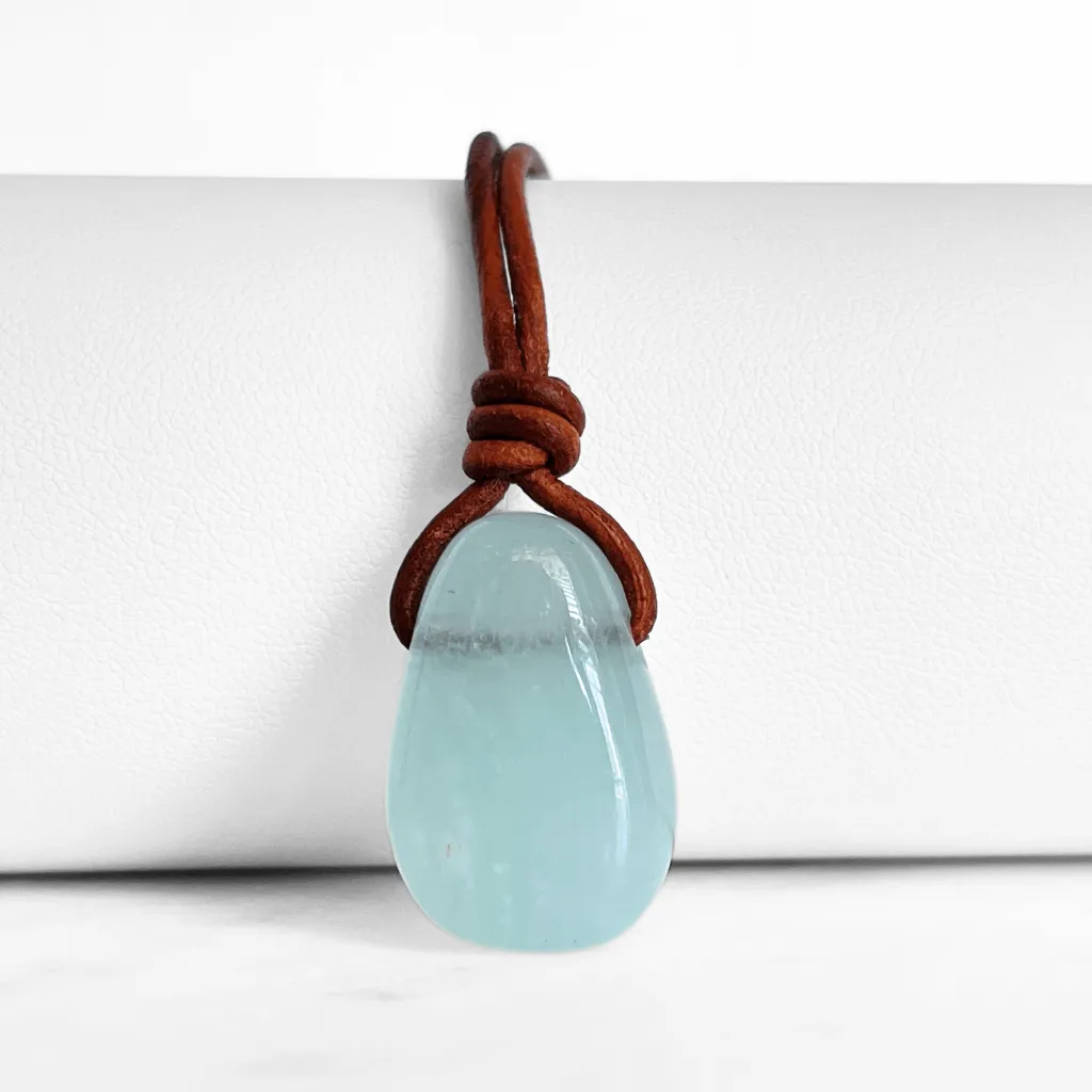 Aquamarine Drop Gemstone Pendant - Crystal Clarity