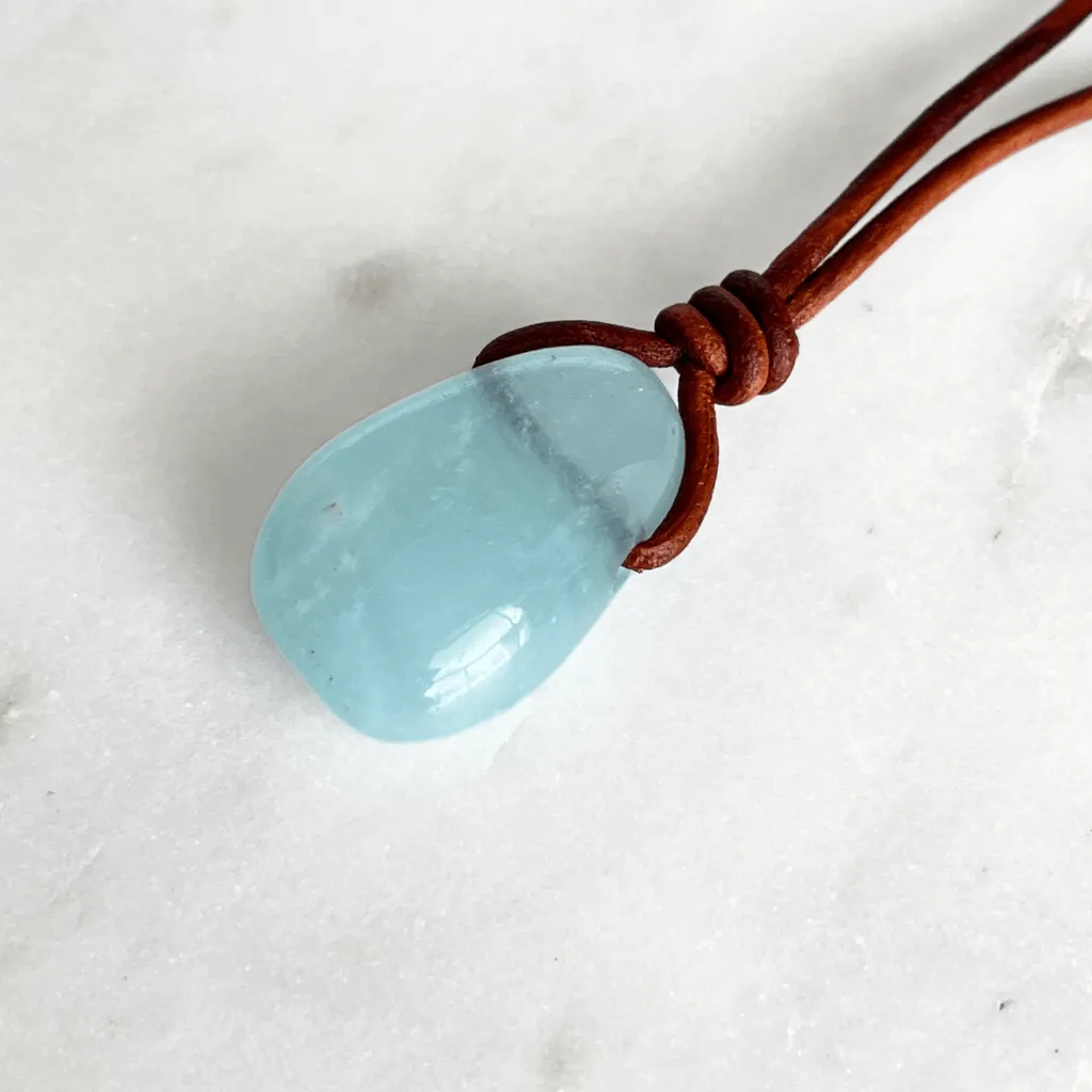Aquamarine Drop Gemstone Pendant - Crystal Clarity