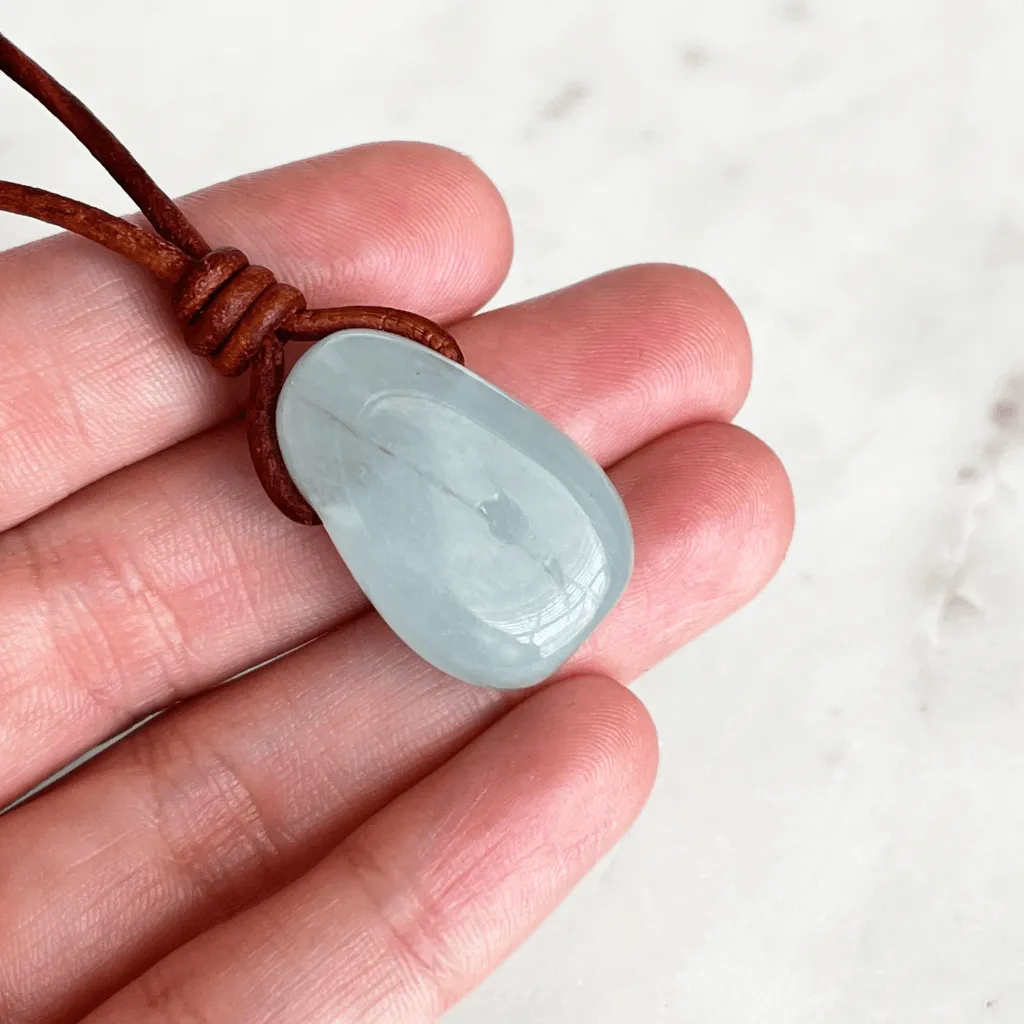 Aquamarine Drop Gemstone Pendant - Crystal Clarity