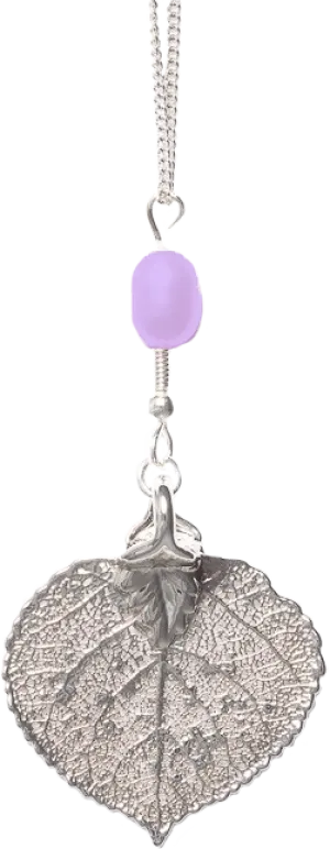 Aspen Leaf Necklace - Silver / Amethyst