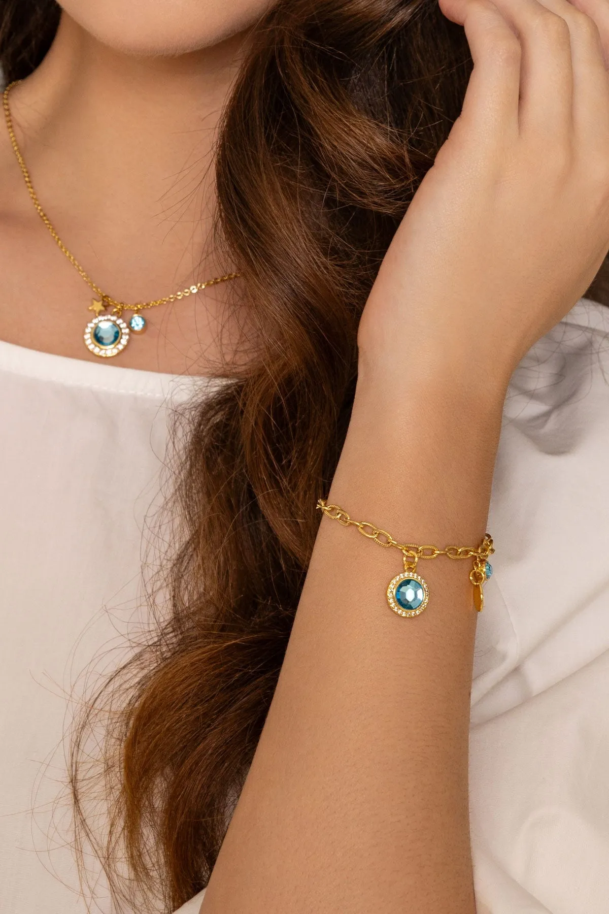 August Birthstone Charm Bracelet