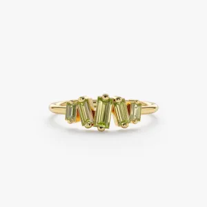 Baguette Peridot Cluster Ring, Lupita