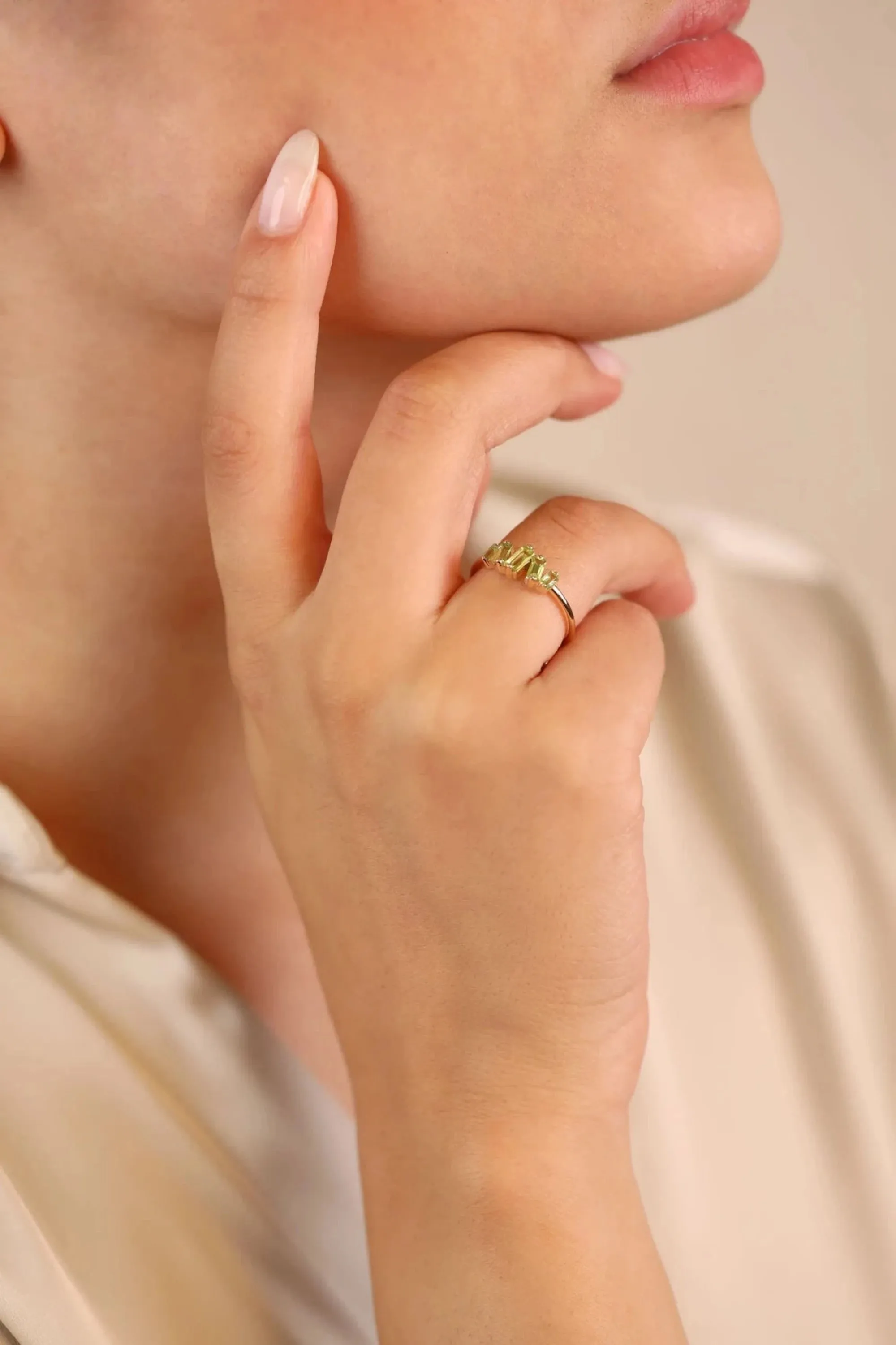 Baguette Peridot Cluster Ring, Lupita