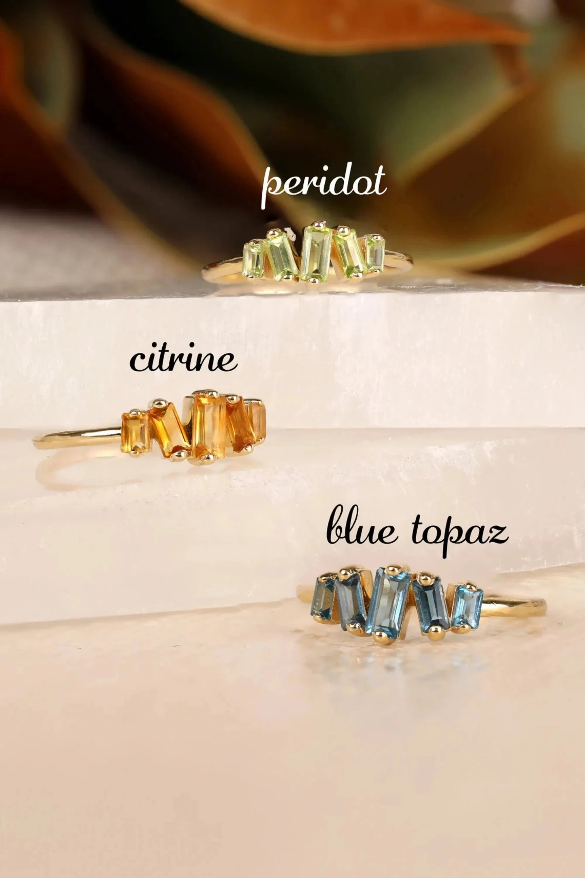 Baguette Peridot Cluster Ring, Lupita