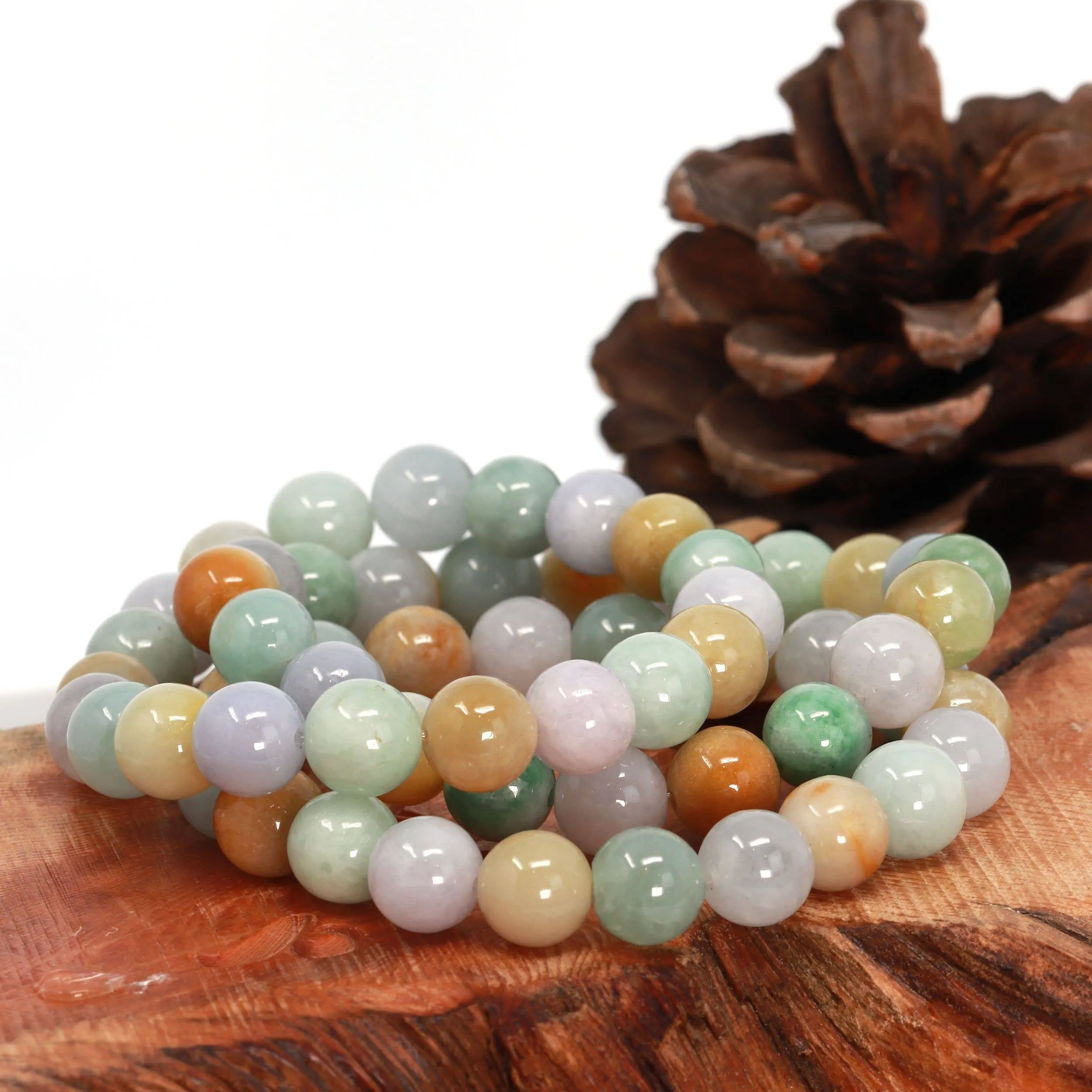 Baikalla Genuine Jadeite Jade Round Beads Bracelet ( 9.5 mm )