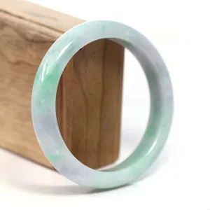 Baikalla Genuine White & Green Burmese Jadeite Jade Bangle Bracelet (62.53mm) #T219
