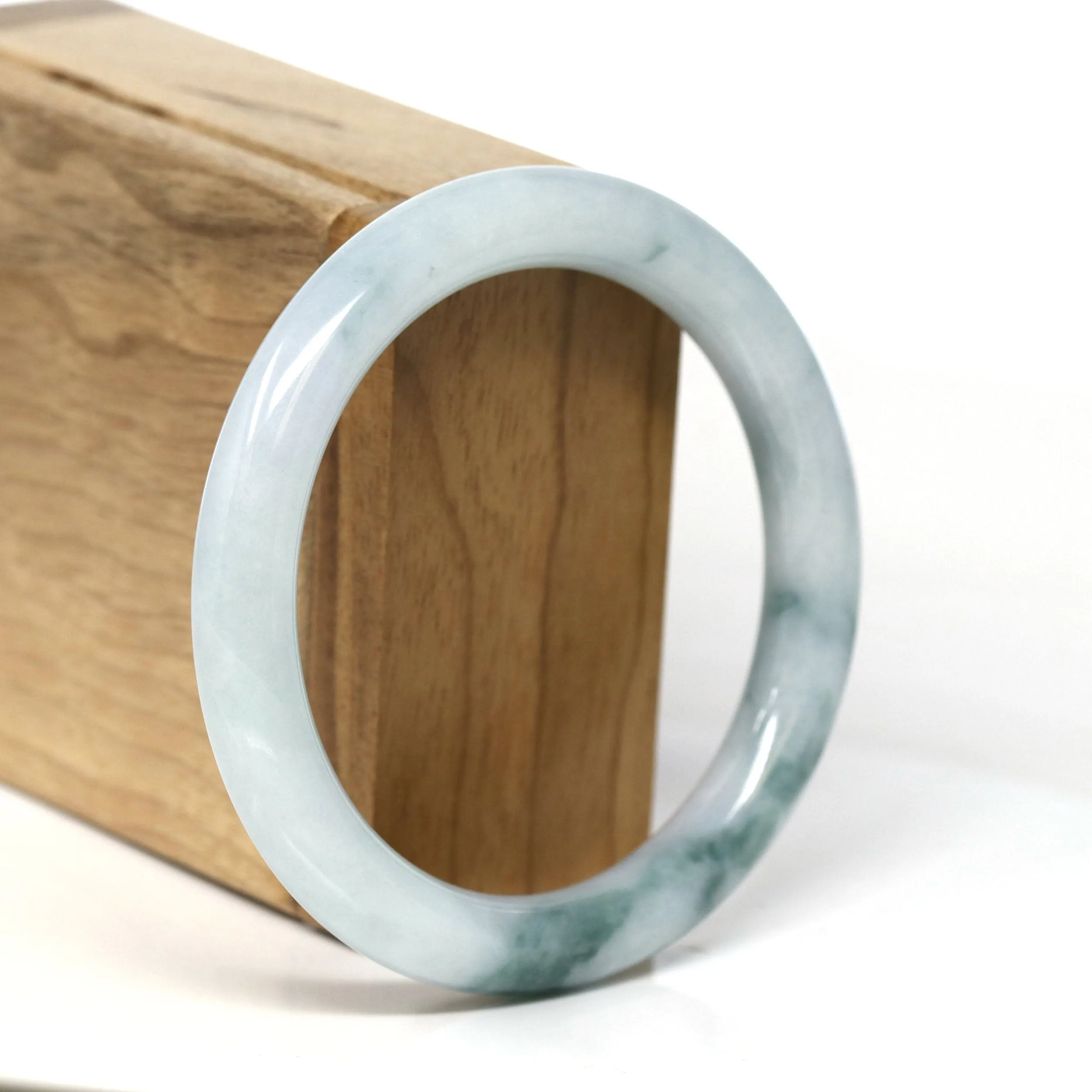 Baikalla "Full Round" Petite Blue-Green Jadeite Jade Bangle Bracelet (56.00 mm) #T377