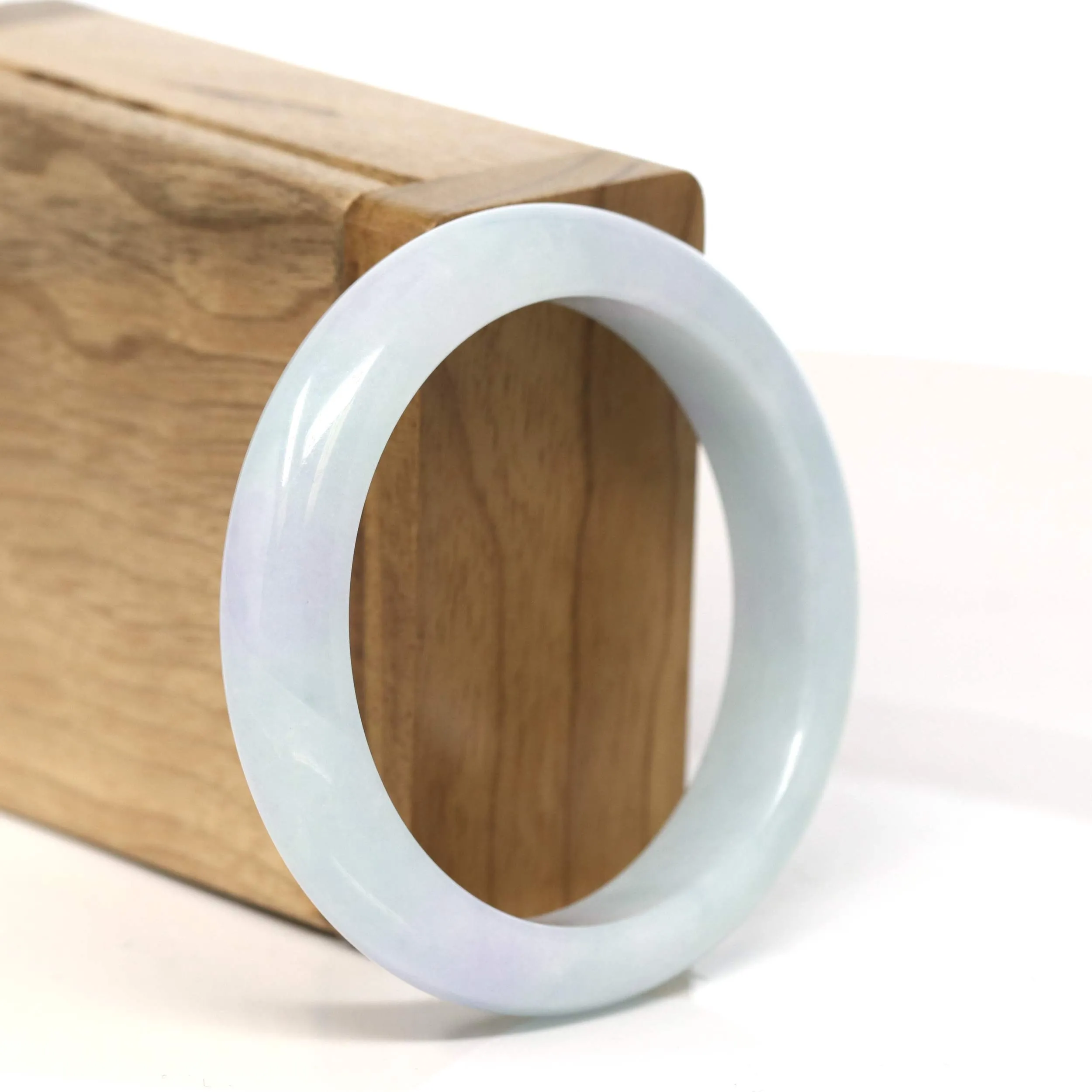 Baikalla "Half Round" Lavender Green Jadeite Jade Bangle Bracelet (53.5 mm) #T422