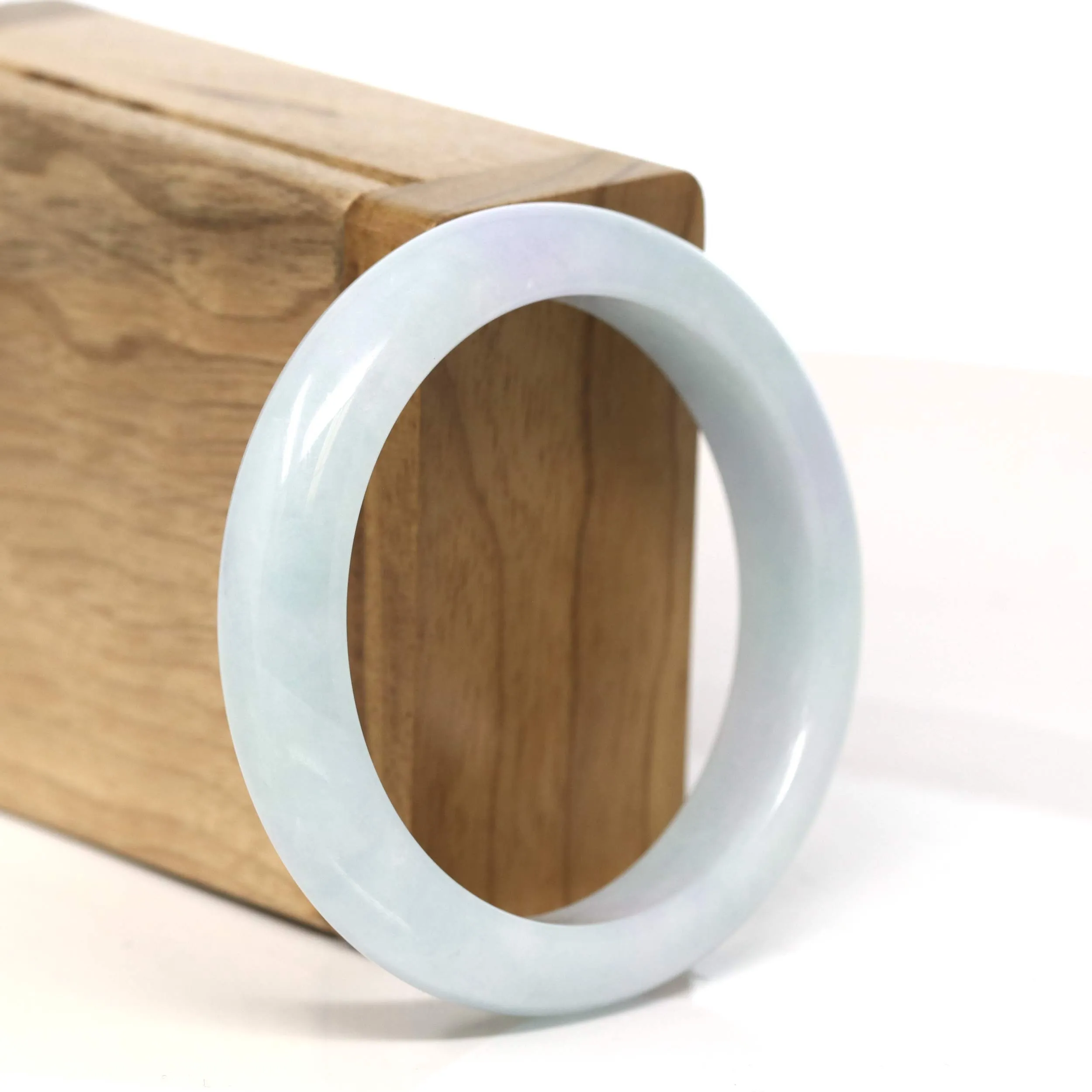 Baikalla "Half Round" Lavender Green Jadeite Jade Bangle Bracelet (53.5 mm) #T422