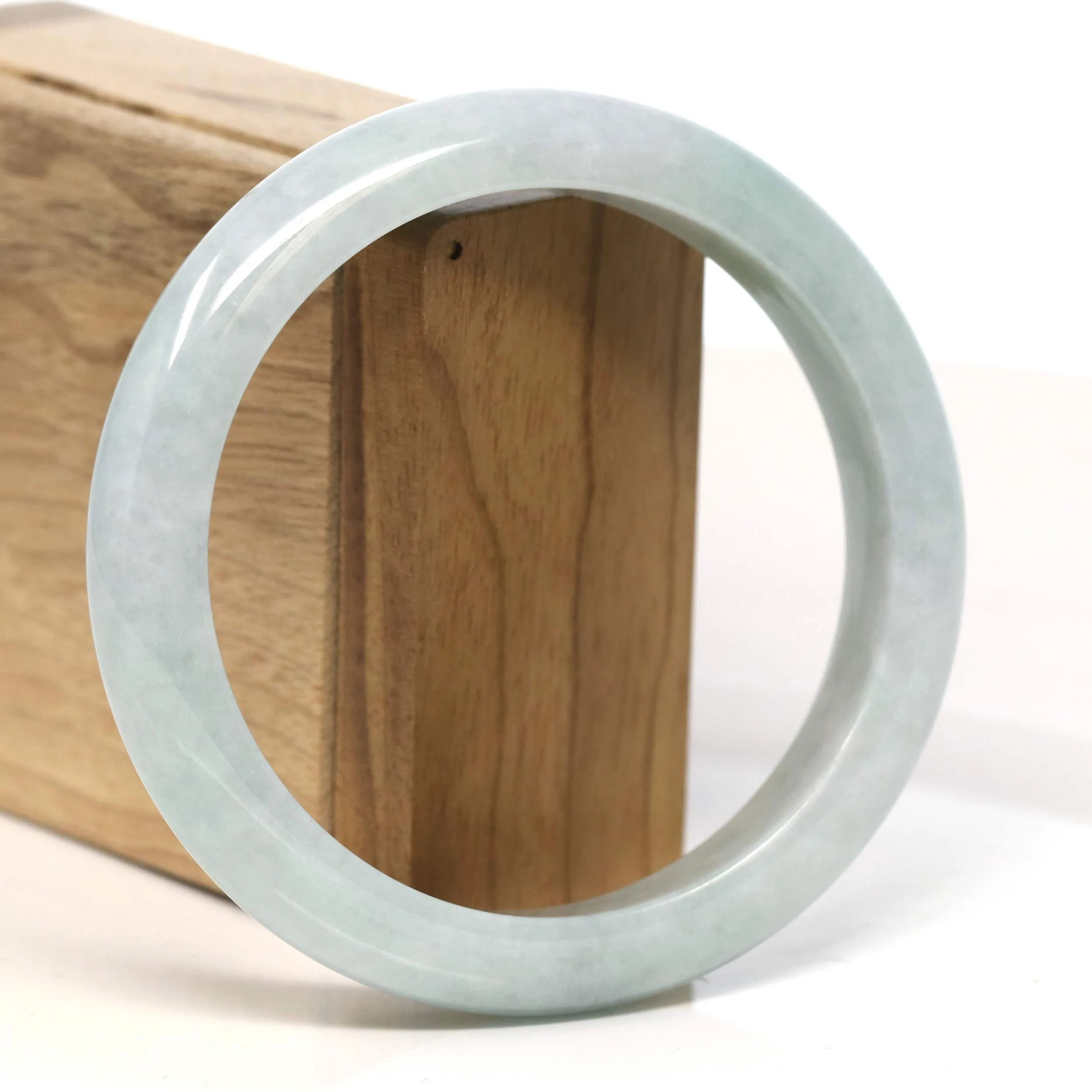 Baikalla "Half Round" Light Green Jadeite Jade Bangle Bracelet (62.30 mm) #T400