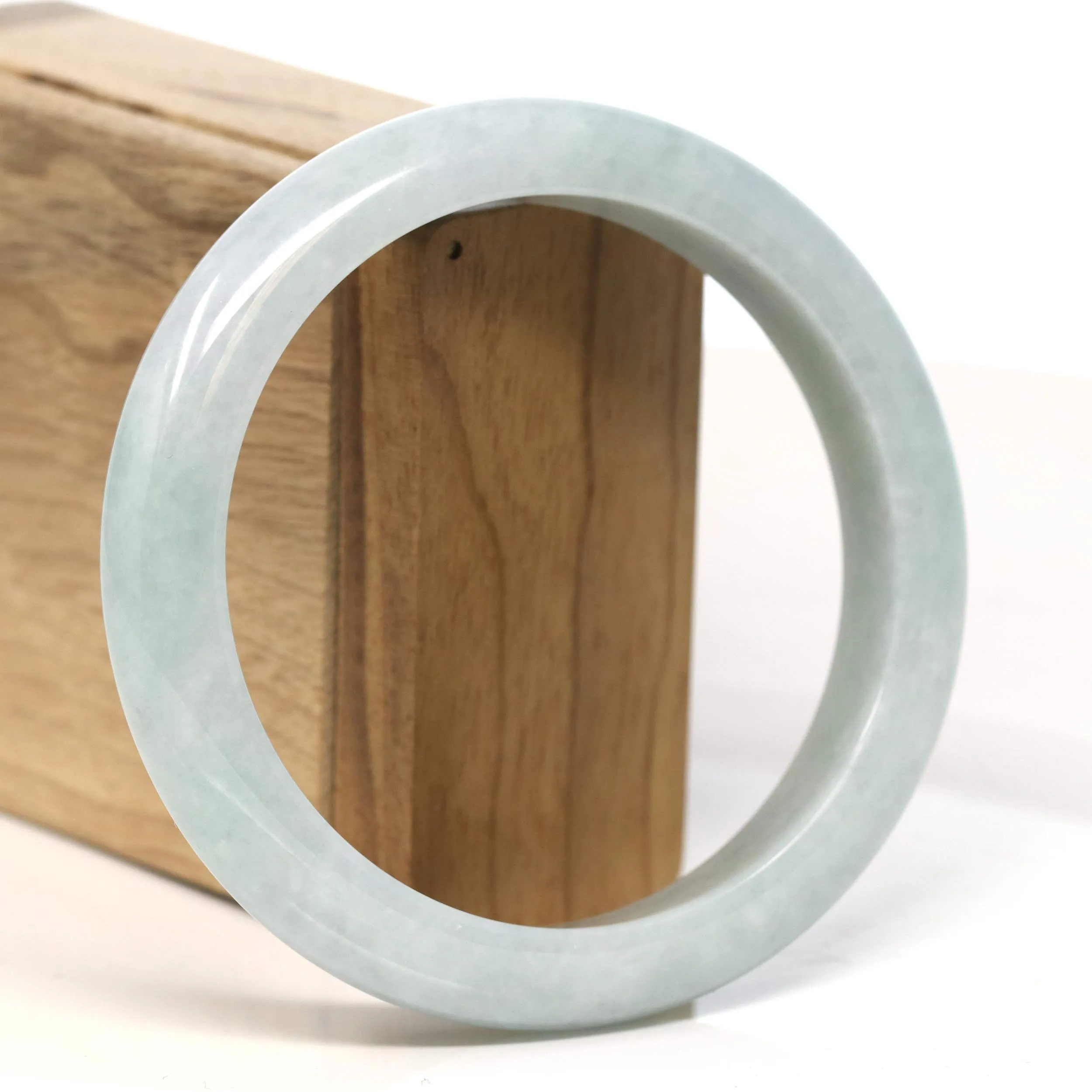 Baikalla "Half Round" Light Green Jadeite Jade Bangle Bracelet (62.30 mm) #T400