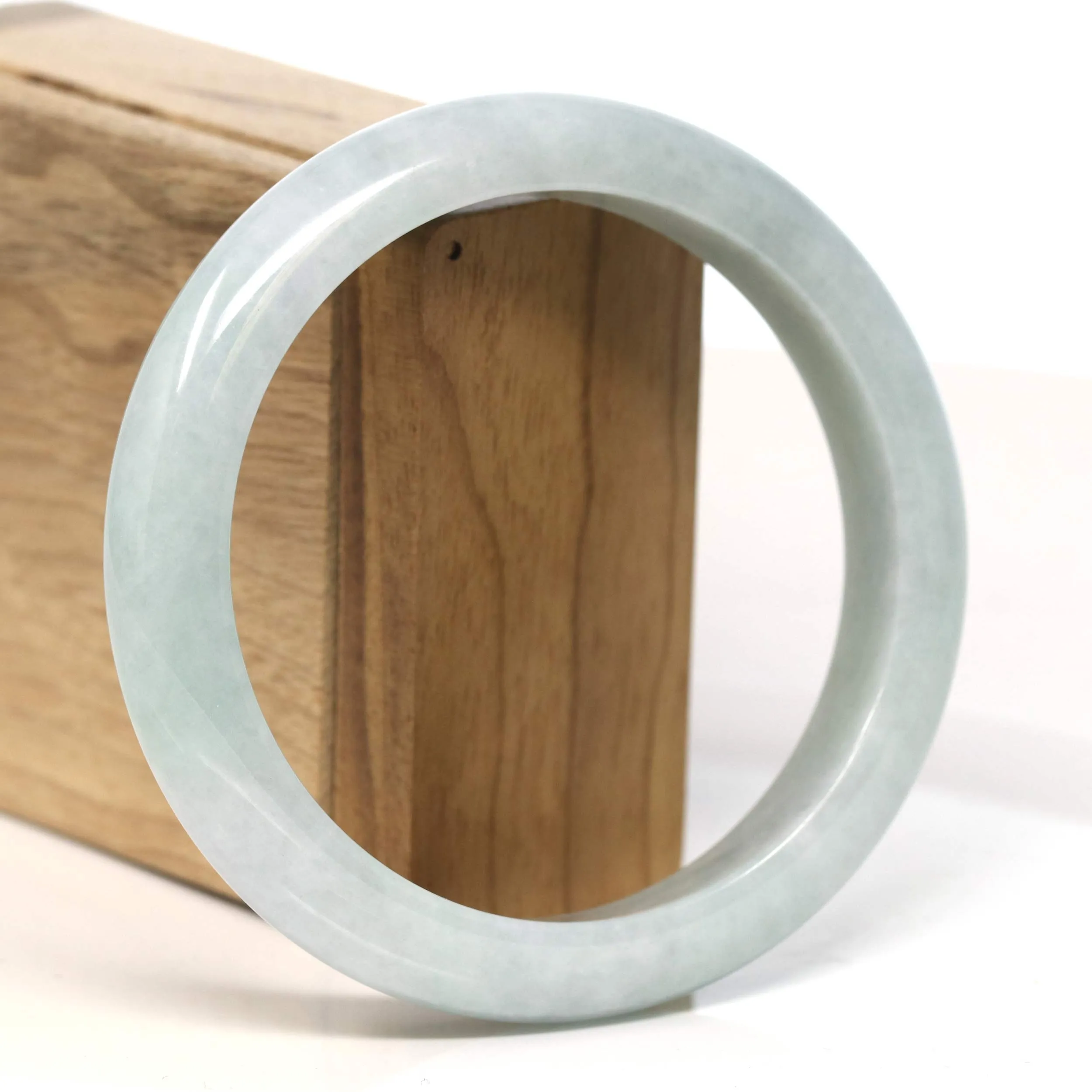 Baikalla "Half Round" Light Green Jadeite Jade Bangle Bracelet (62.30 mm) #T400